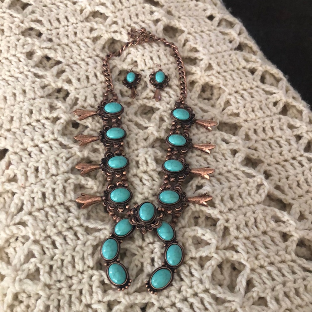 Squash Blossom Necklace and Earring Set